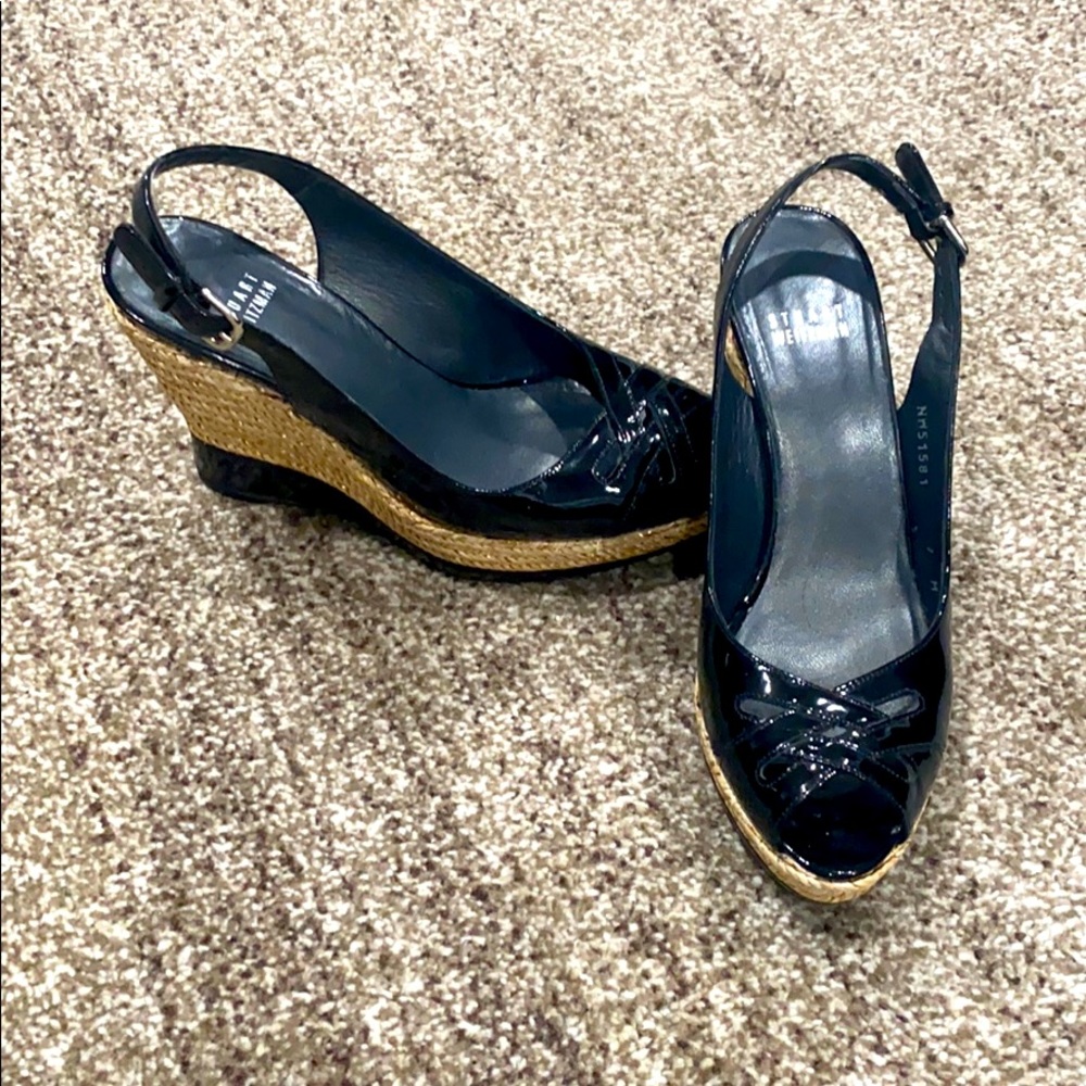 Stuart Weitzman Black and Tan Wedges